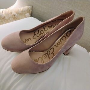 Sam Edelman Dusty Pink Suede Mid Heel Pumps